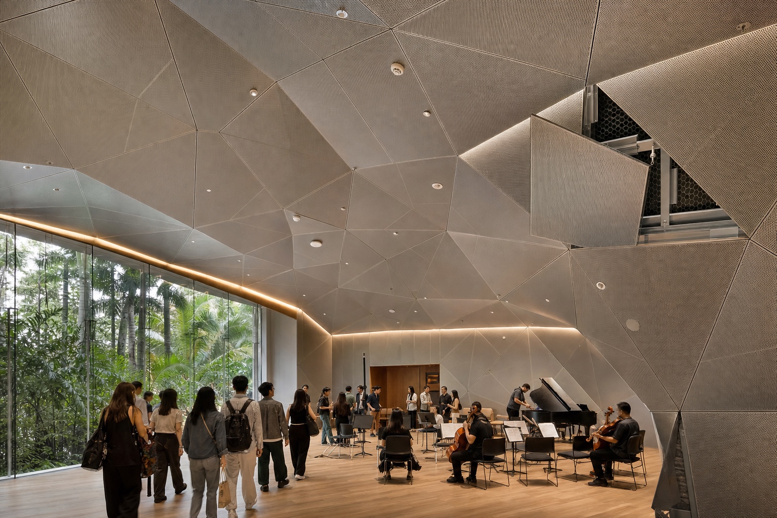 Illustrative High-Performance Acoustic & Fire-Rated Materials application: Performing-arts and education