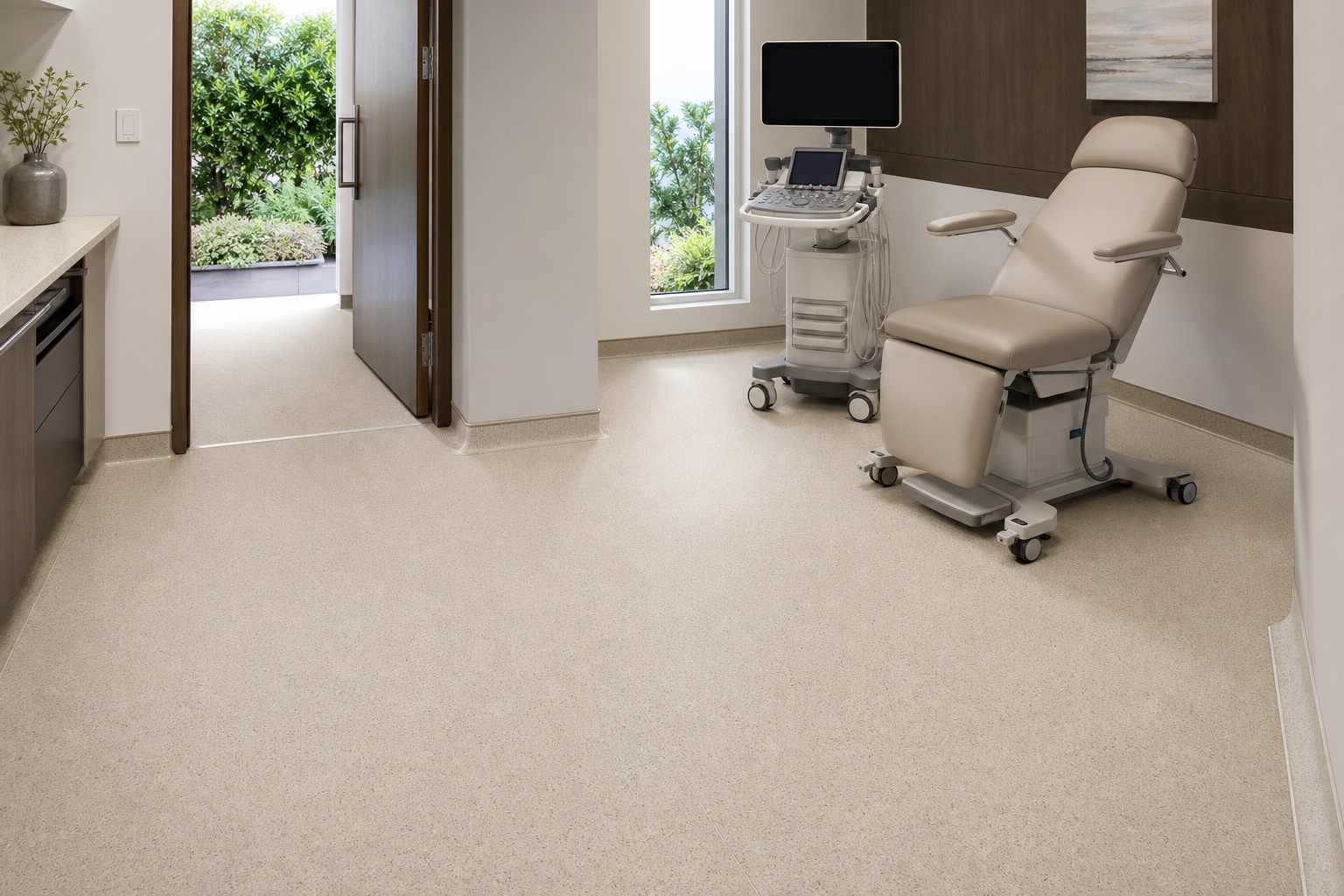 Illustrative Low-Emission Homogeneous Sheet Flooring for Healthcare & GMP Areas application: Pharmaceutical clean support spaces
