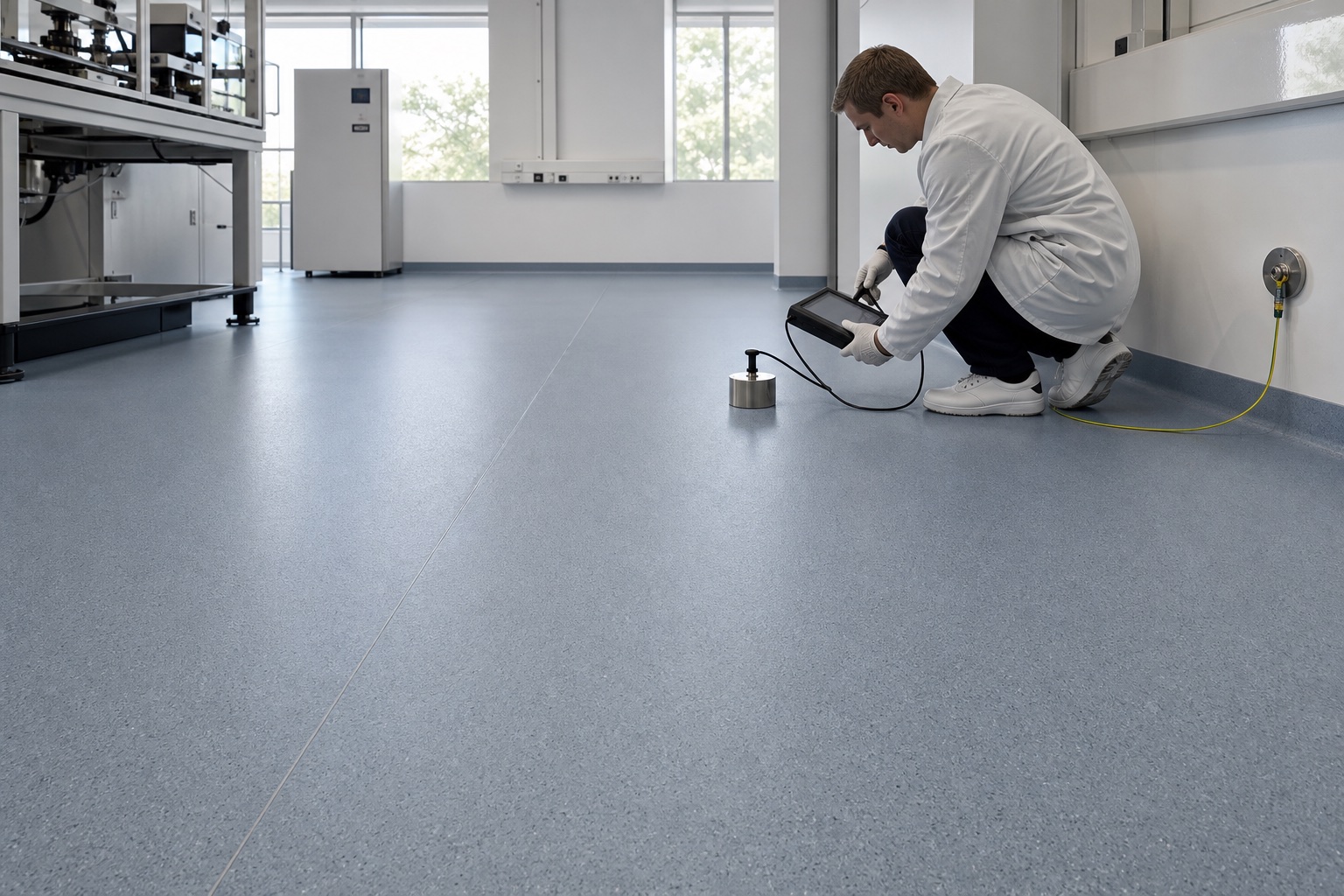 Illustrative Permanent Conductive & Static-Dissipative PVC Flooring System application: Electronics clean production EPA