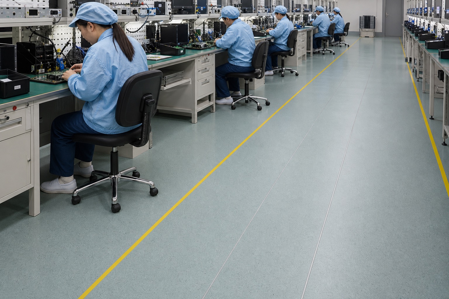Illustrative Permanent Conductive & Static-Dissipative PVC Flooring System application: Precision instrument laboratories